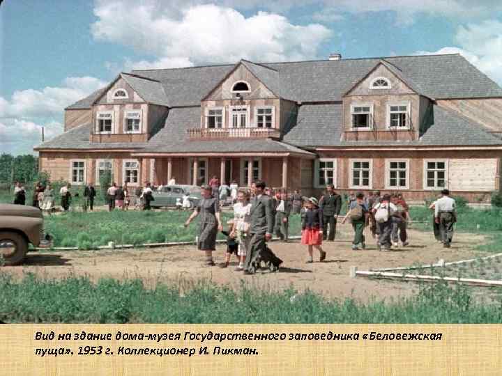 Вид на здание дома-музея Государственного заповедника «Беловежская пуща» . 1953 г. Коллекционер И. Пикман.