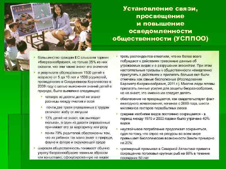 Установление связи, просвещение и повышение осведомленности общественности (УСППОО) 