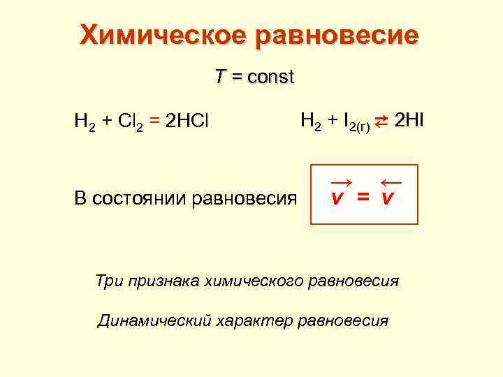 Химическое равновесие свойства химического равновесия