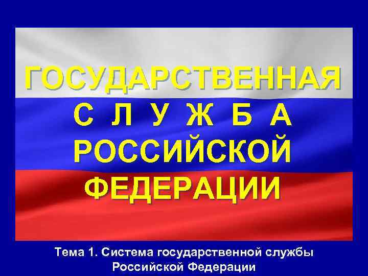 ГОСУДАРСТВЕННАЯ С Л У Ж Б А РОССИЙСКОЙ ФЕДЕРАЦИИ Тема 1. Система государственной службы