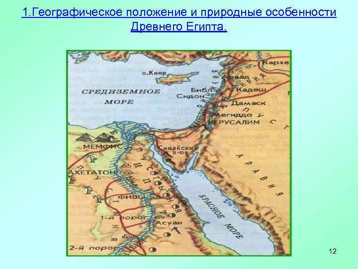 1. Географическое положение и природные особенности Древнего Египта. 12 