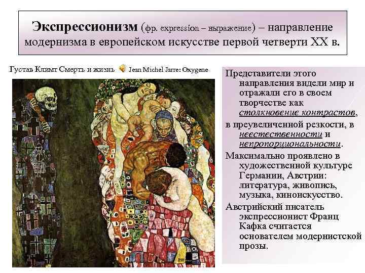 Экспрессионизм (фр. expression – выражение) – направление модернизма в европейском искусстве первой четверти XX