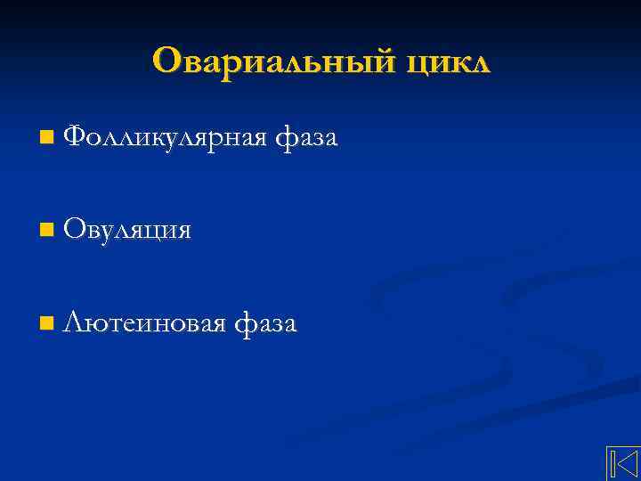 Овариальный цикл Фолликулярная фаза Овуляция Лютеиновая фаза 