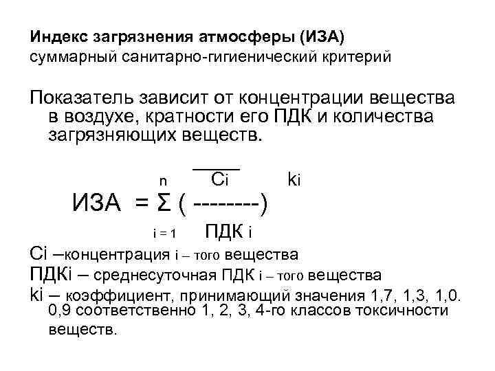 Индекс загрязнения атмосферы карта