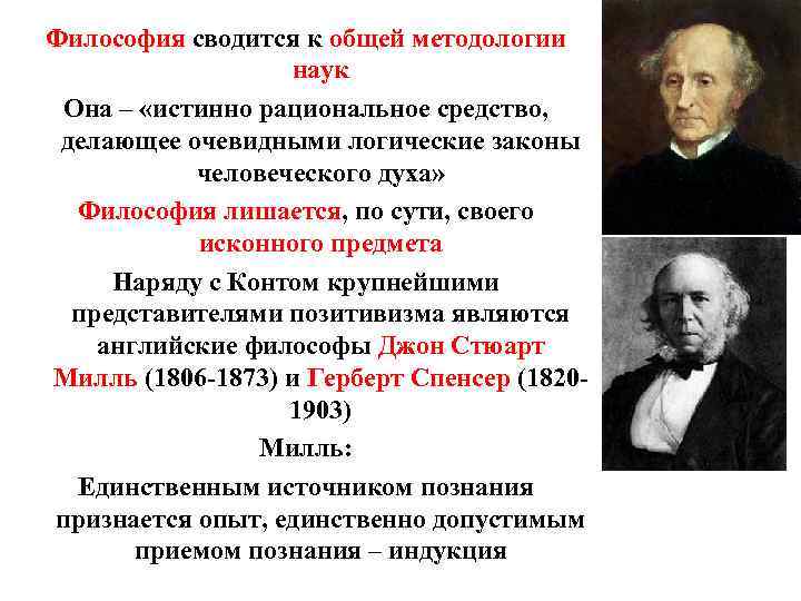 Философия сводится к общей методологии наук Она – «истинно рациональное средство, делающее очевидными логические