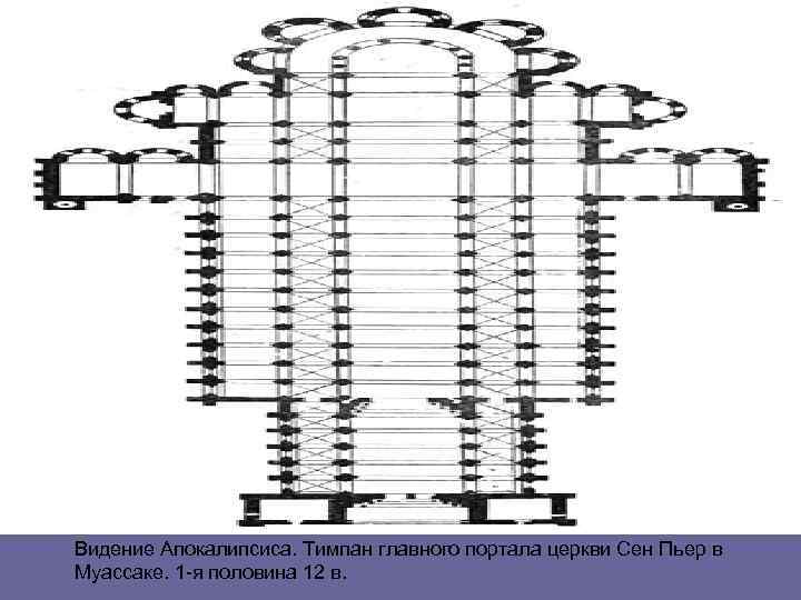 Видение Апокалипсиса. Тимпан главного портала церкви Сен Пьер в Муассаке. 1 -я половина 12