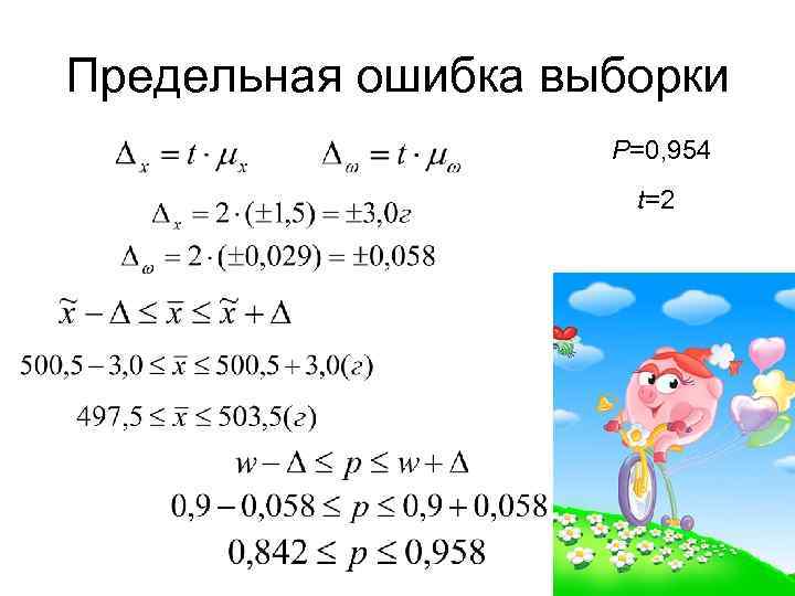 Предельная ошибка выборки Р=0, 954 t=2 