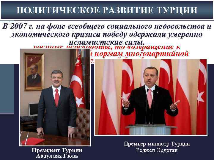 ПОЛИТИЧЕСКОЕ РАЗВИТИЕ ТУРЦИИ Для Турции характерно противоборство В 2007 г. на фоне всеобщего социального