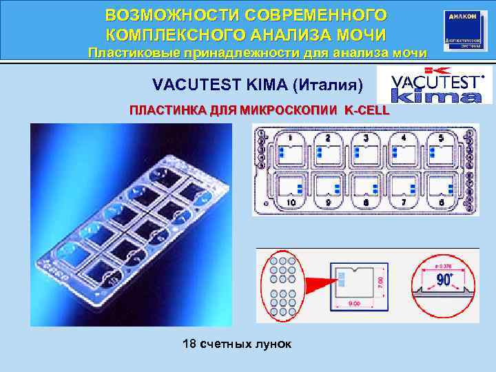 ВОЗМОЖНОСТИ СОВРЕМЕННОГО КОМПЛЕКСНОГО АНАЛИЗА МОЧИ Пластиковые принадлежности для анализа мочи VACUTEST KIMA (Италия) ПЛАСТИНКА