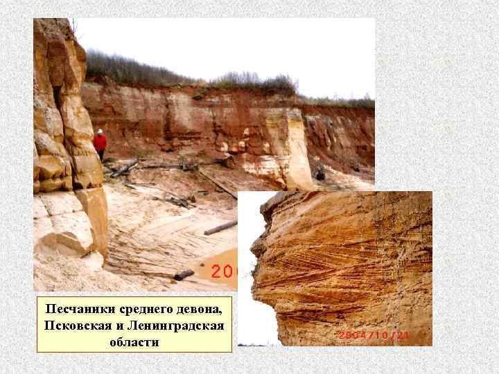 Песчаники среднего девона, Псковская и Ленинградская области 