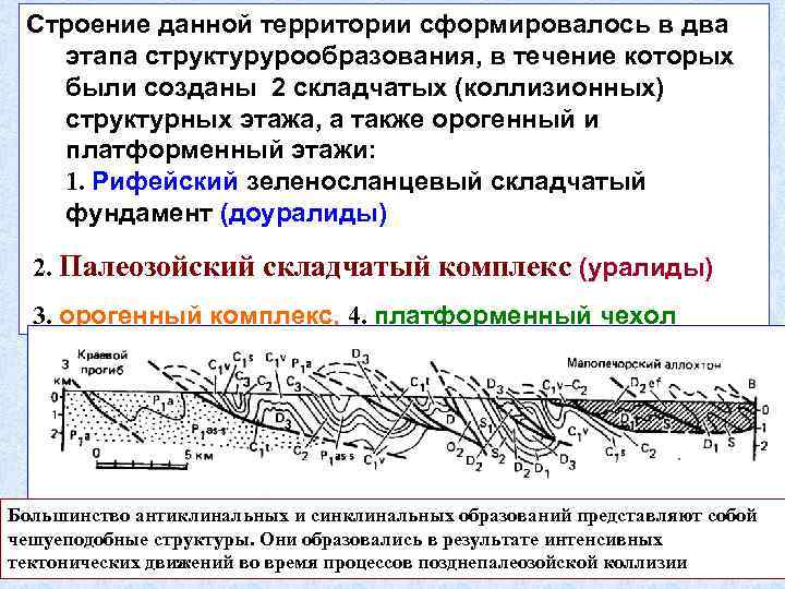 Строение данной территории сформировалось в два этапа структурурообразования, в течение которых были созданы 2