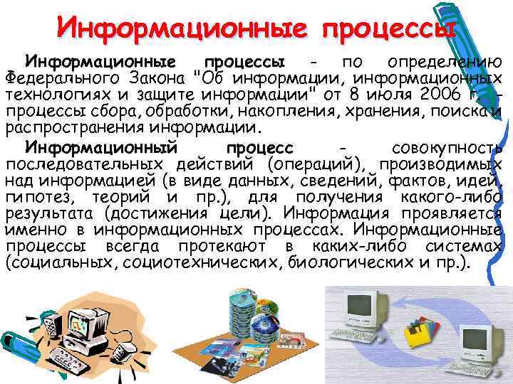 Информационные процессы - по определению Федерального Закона "Об информации, информационных технологиях и защите информации"