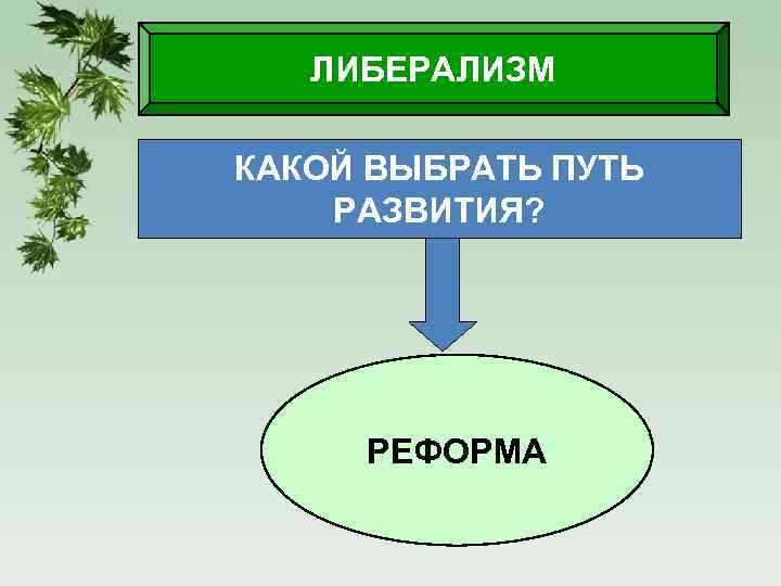 ЛИБЕРАЛИЗМ КАКОЙ ВЫБРАТЬ ПУТЬ РАЗВИТИЯ? РЕФОРМА 