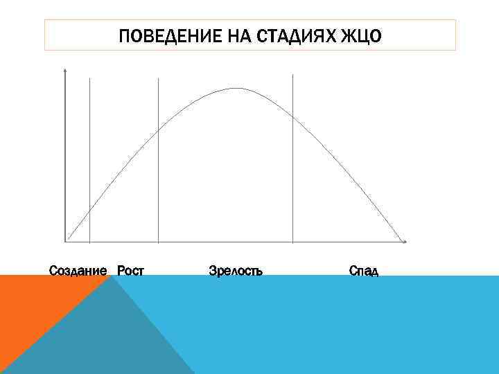 ПОВЕДЕНИЕ НА СТАДИЯХ ЖЦО Создание Рост Зрелость Спад 