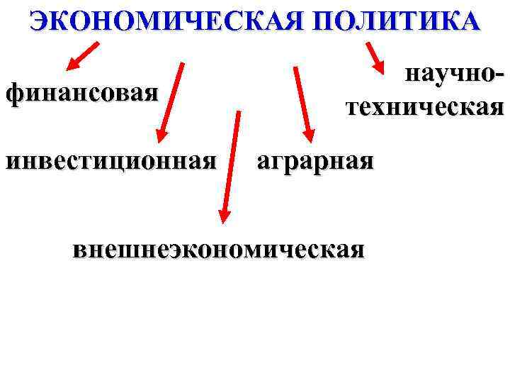 Дополните схему экономическая политика государства финансовая инвестиционная