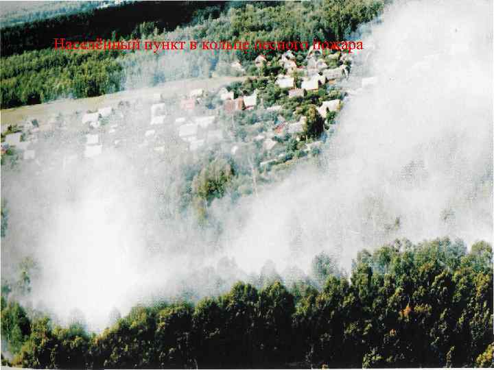 Населённый пункт в кольце лесного пожара 