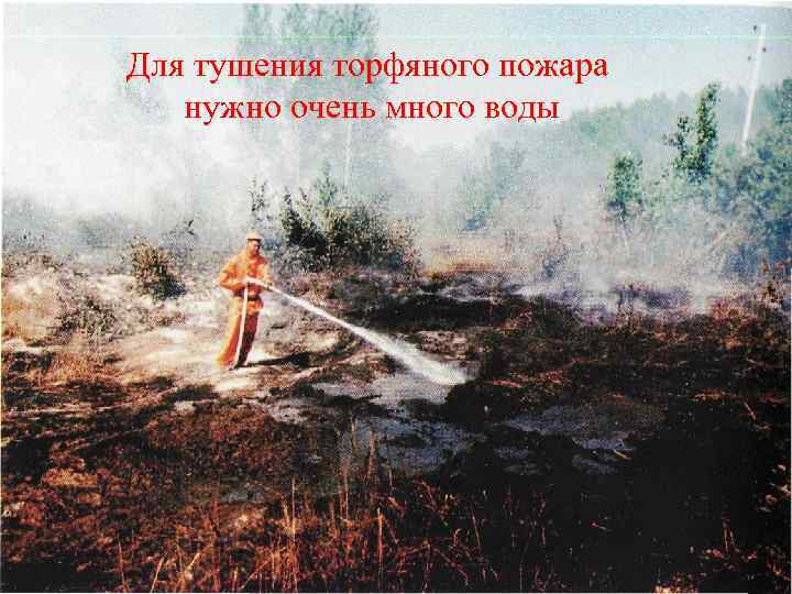 Для тушения торфяного пожара нужно очень много воды 