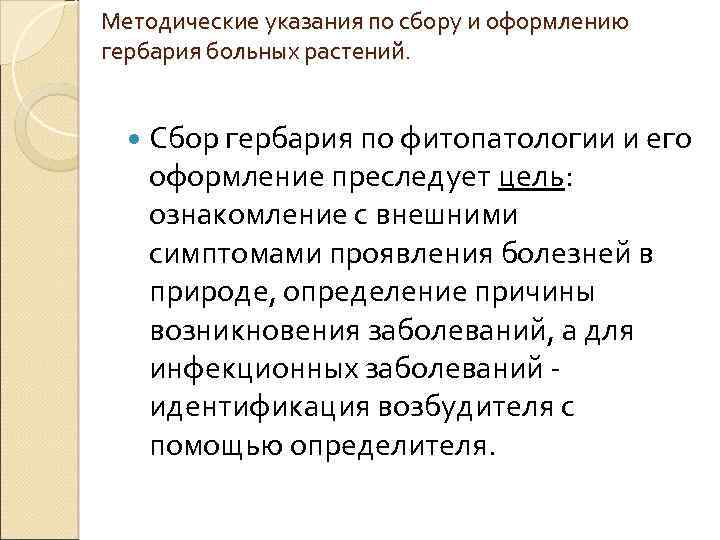 Методические указания по сбору и оформлению гербария больных растений. Сбор гербария по фитопатологии и