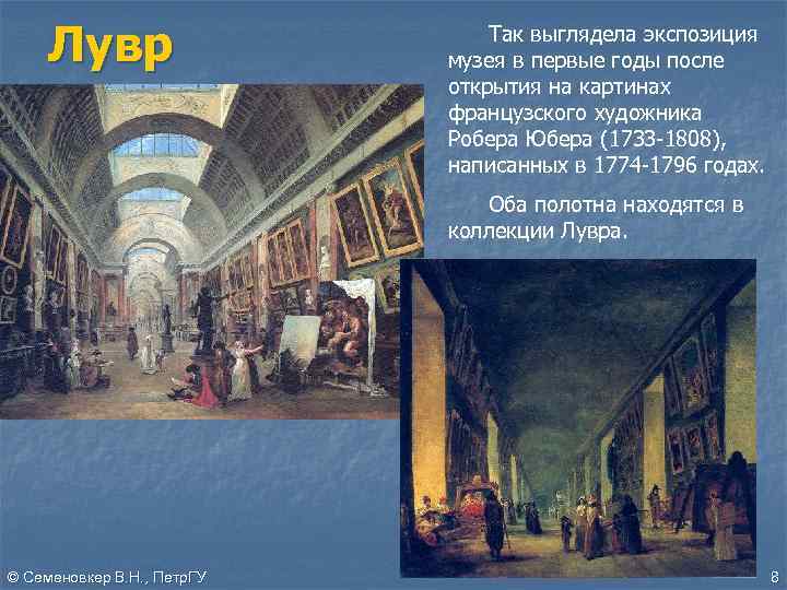 Лувр Так выглядела экспозиция музея в первые годы после открытия на картинах французского художника