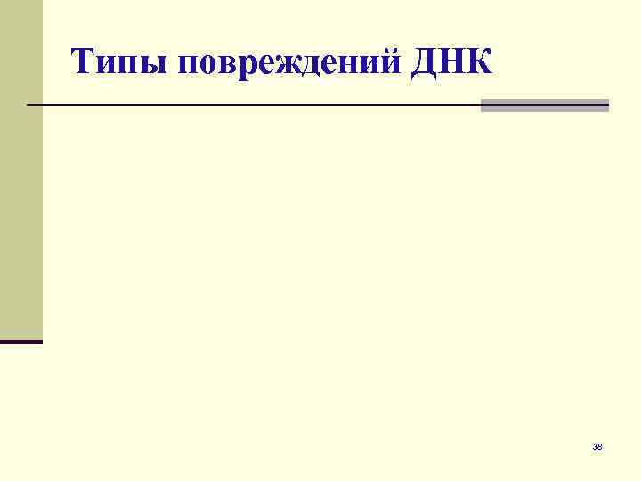 Типы повреждений ДНК 38 