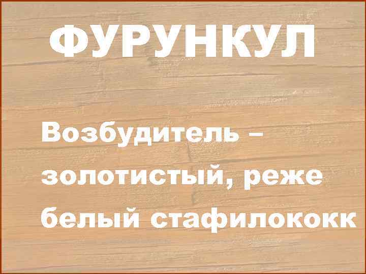 ФУРУНКУЛ Возбудитель – золотистый, реже белый стафилококк 