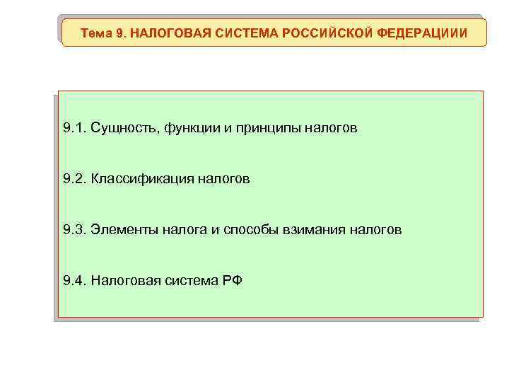 Налоги и налоговая система в рф план