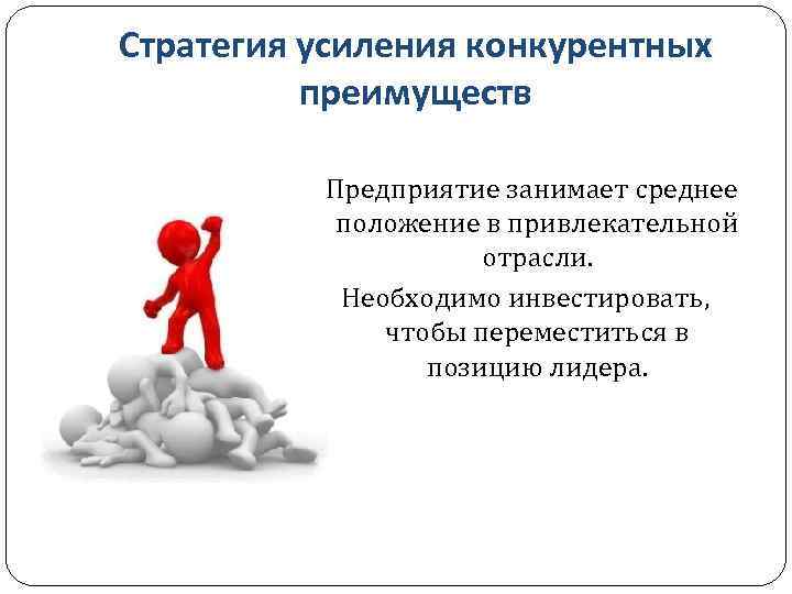 Стратегия усиления конкурентных преимуществ Предприятие занимает среднее положение в привлекательной отрасли. Необходимо инвестировать, чтобы