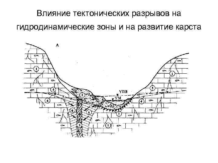 Влияние тектонических разрывов на гидродинамические зоны и на развитие карста 