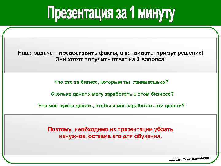 Наша задача – предоставить факты, а кандидаты примут решение! Они хотят получить ответ на