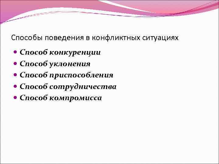 Способы конструктивного поведения в конфликтной ситуации план 6 класс