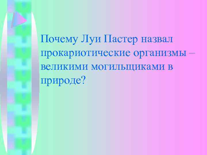 Почему Луи Пастер назвал прокариотические организмы – великими могильщиками в природе? 