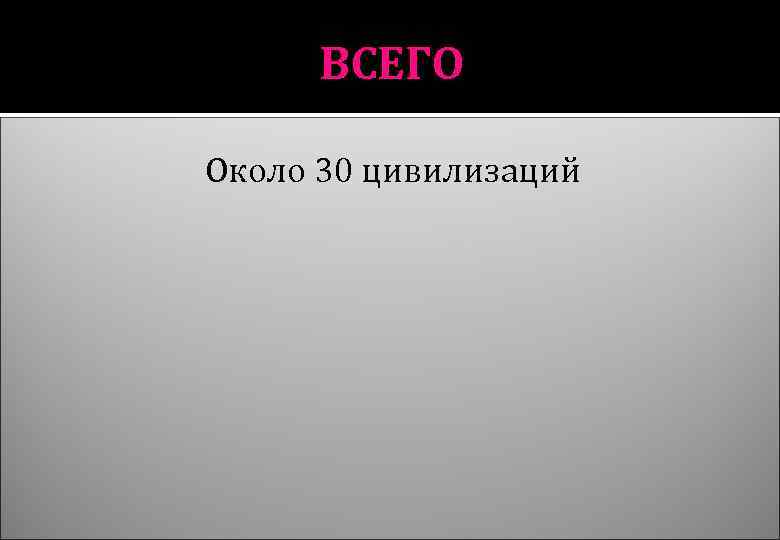 ВСЕГО Около 30 цивилизаций 