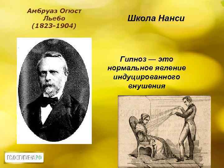 Амбруаз Огюст Льебо (1823 -1904) Школа Нанси Гипноз — это нормальное явление индуцированного внушения
