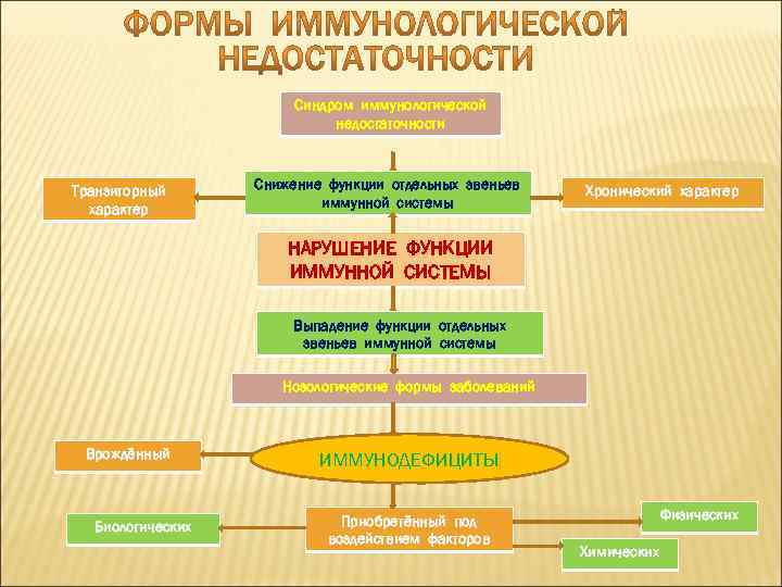 Синдром иммунологической недостаточности Транзиторный характер Снижение функции отдельных звеньев иммунной системы Хронический характер НАРУШЕНИЕ