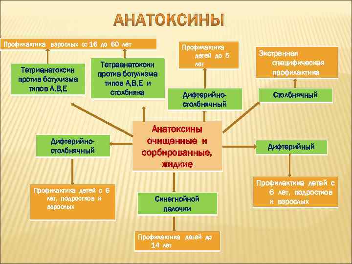 Профилактика взрослых от 16 до 60 лет Тетрианатоксин против ботулизма типов А, В, Е