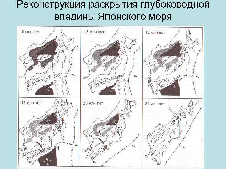 Реконструкция раскрытия глубоководной впадины Японского моря 