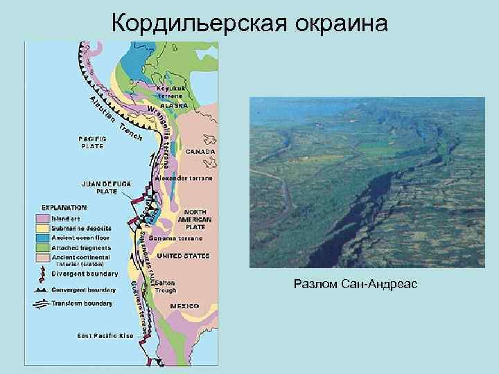 Кордильерская окраина Разлом Сан-Андреас 