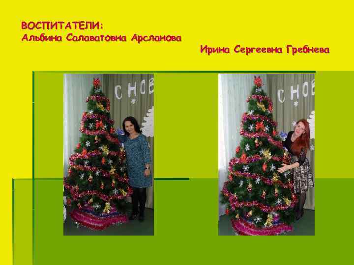 ВОСПИТАТЕЛИ: Альбина Салаватовна Арсланова Ирина Сергеевна Гребнева 