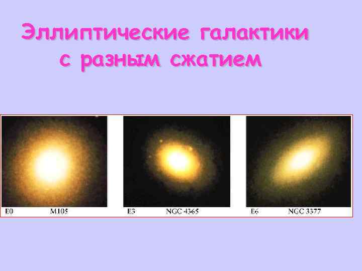 Эллиптические галактики с разным сжатием 