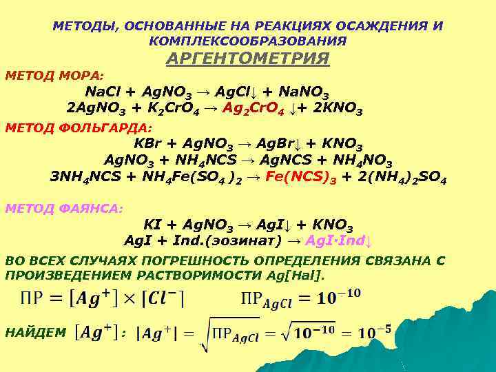 Метод мора аргентометрия