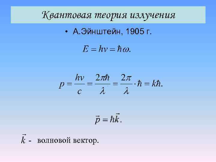 Квантовая теория излучения