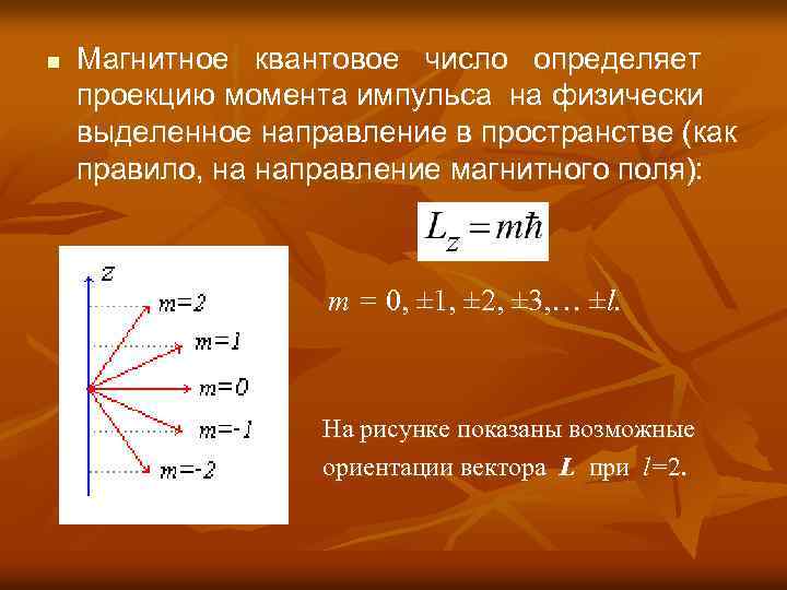 Проекция моментов. Магнитное квантовое число. Магнитное спиновое квантовое число определяет. Магнитное квантовое число определяет проекцию момента импульса. Магнитное Квант число.