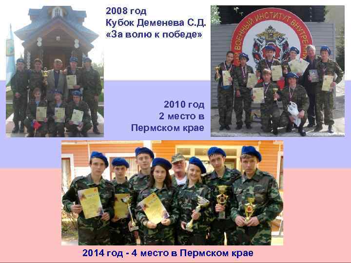 2008 год Кубок Деменева С. Д. «За волю к победе» 2010 год 2 место