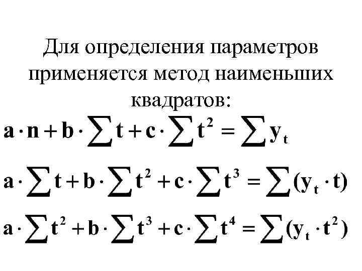 Для определения параметров применяется метод наименьших квадратов: 