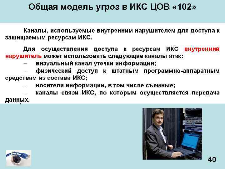 Общая модель угроз в ИКС ЦОВ « 102» 40 