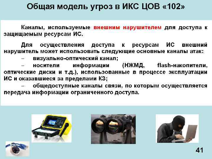Общая модель угроз в ИКС ЦОВ « 102» 41 