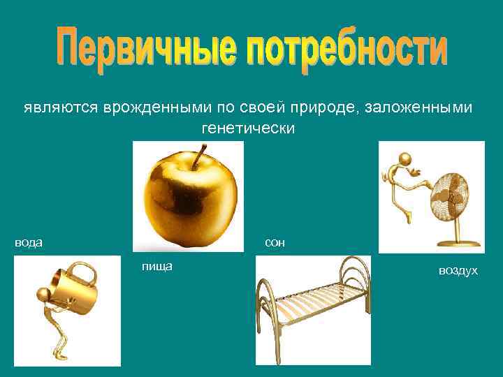 являются врожденными по своей природе, заложенными генетически вода сон пища воздух 
