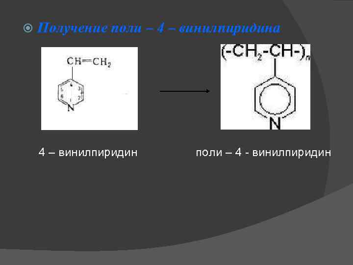  Получение поли – 4 – винилпиридина 4 – винилпиридин поли – 4 -