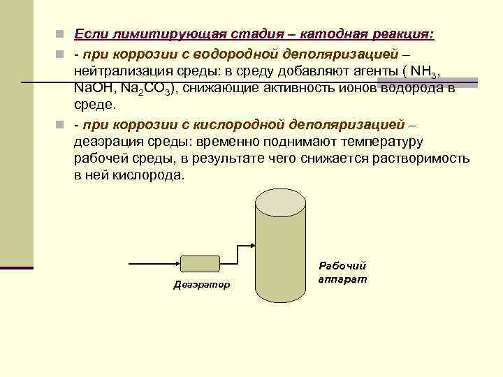 n Если лимитирующая стадия – катодная реакция: n - при коррозии с водородной деполяризацией