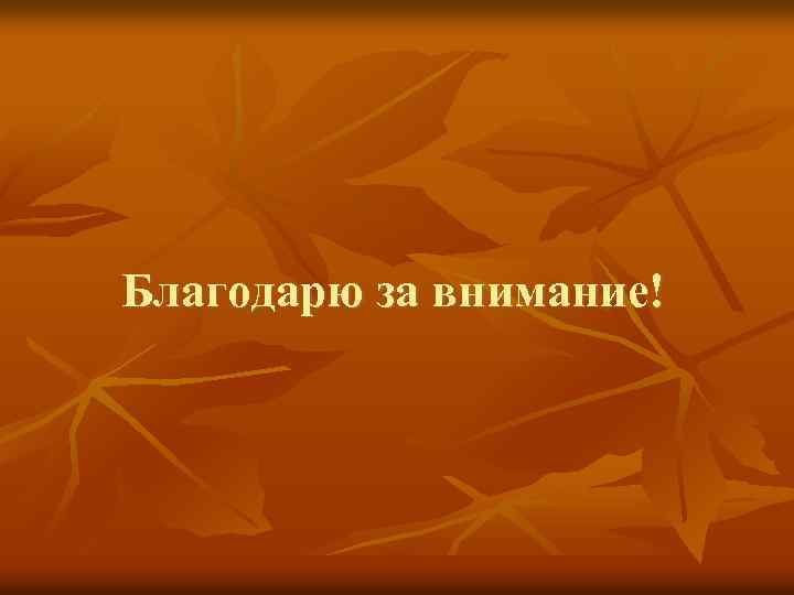 Благодарю за внимание! 